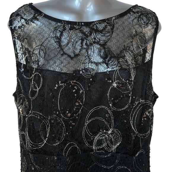 Vintage Kay Unger Sleeveless Dress Black Gold Lace Women's Plus Size 14 - Picture 3 of 10